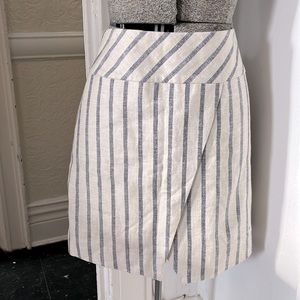 J Crew NWT Cream Blue Stripe Linen Mini Pencil Skirt sz 6 C4060